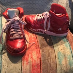 Girls Red and Pink Air Jordan Sneakers Size 11